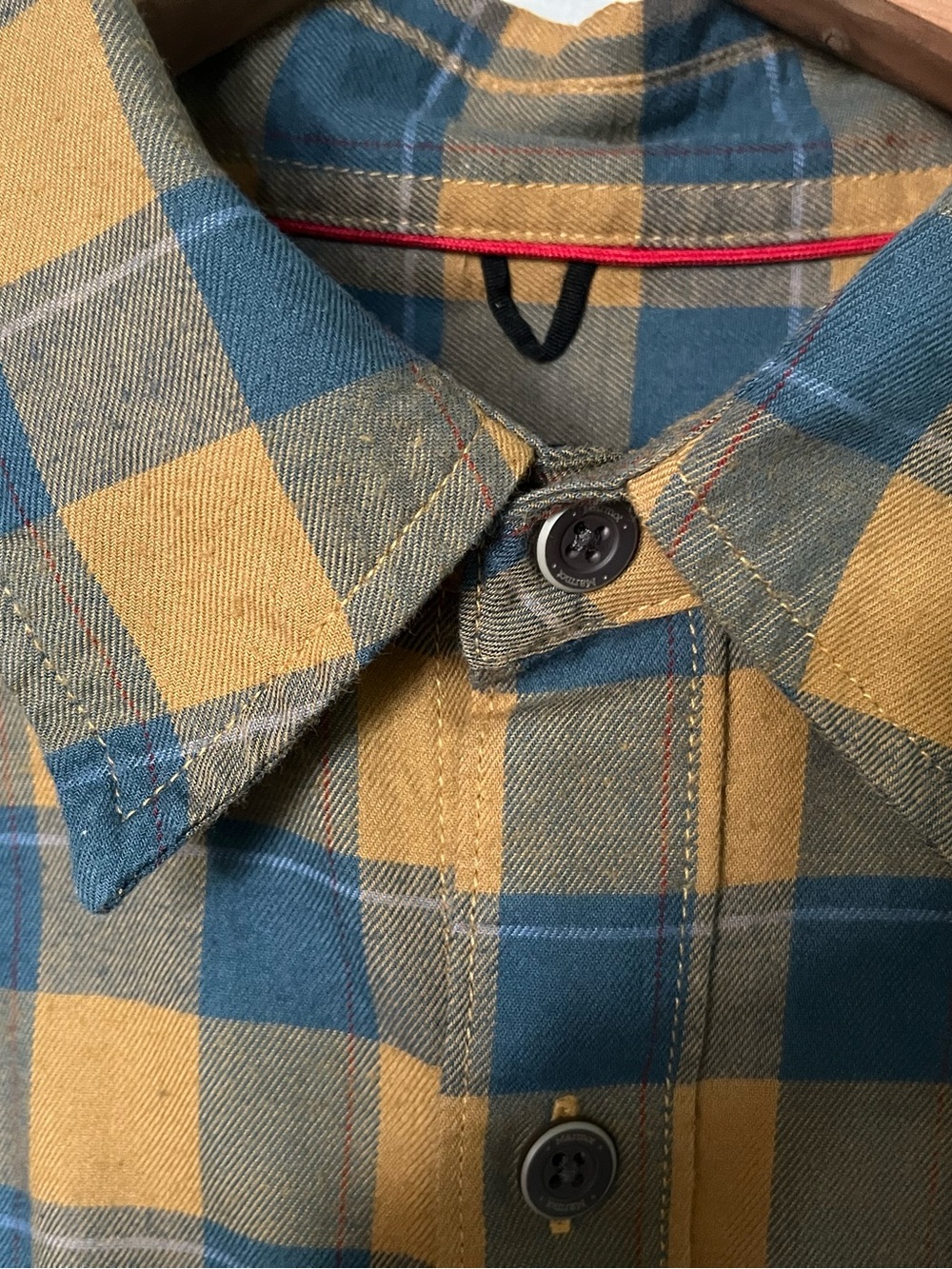 Marmot Plaid Shirt in Mustard and Teal - Picture 3 of 8